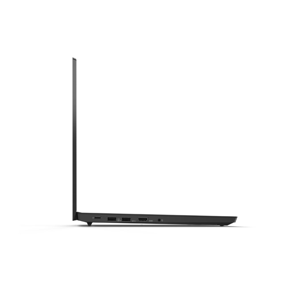 Front view of black Lenovo ThinkPad E15 Gen 2 with keyboard showing