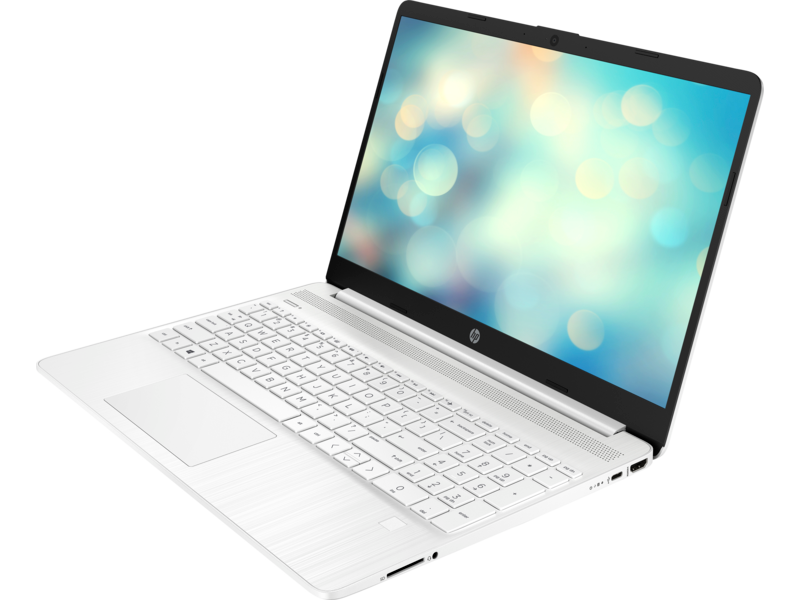 19C1 - HP 17-inch Laptop PC (15, Touch, Snowflake White, HD cam, no ODD, FPR) Freedos, Left facing