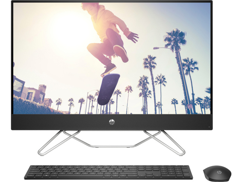 21C2 - AMD HP 27 inch All-in-One Desktop PC Jet Black NT HDcam Freedos Swiss Brie KBM CoreSet Front