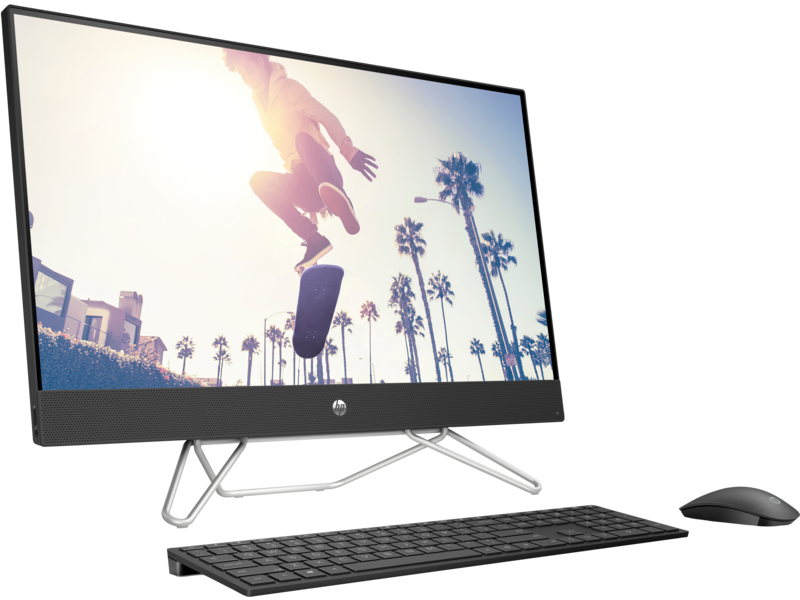21C2 - AMD HP 27 inch All-in-One Desktop PC Jet Black NT HDcam Freedos Swiss Brie KBM CoreSet FrontR
