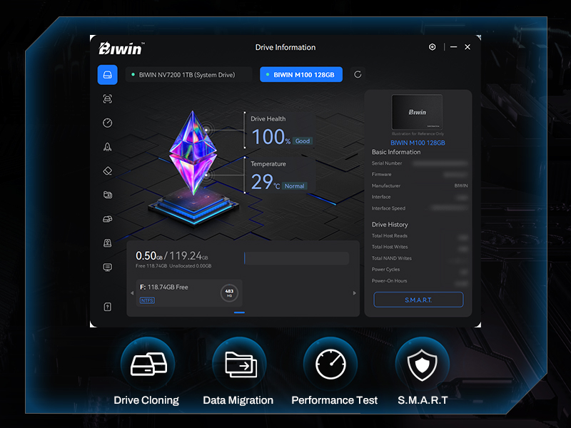 BWIN M100 256Gb, 550-470, 2.5", SATA3, SSD 6 M100 128 5