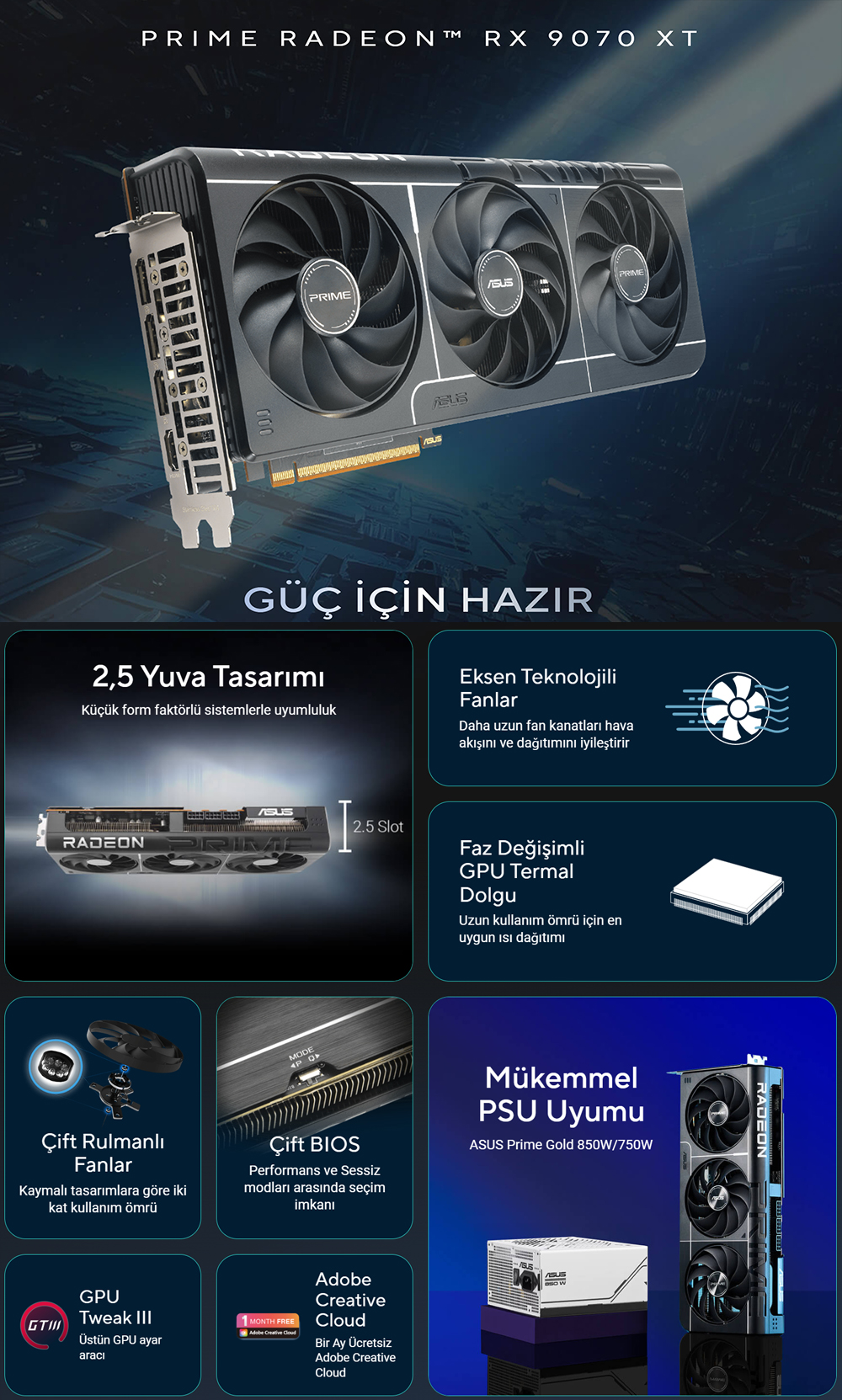 ASUS Prime Radeon™ RX 9070 XT OC Edition 16GB GDDR6 ASUS Prime Radeon™ RX 9070 XT OC Edition 16GB GDDR6