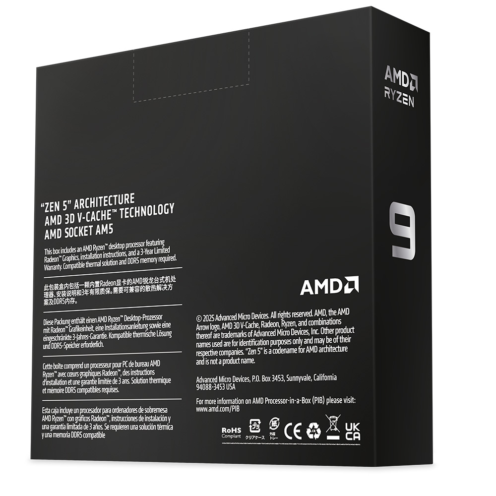 AMD Ryzen 9 9950X3D2 Dual Edition 4.30GHz 16 Çekirdek 192MB Önbellek Soket AM5 Box İşlemci