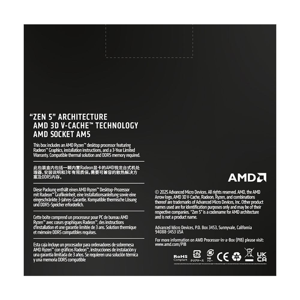 AMD Ryzen 9 9950X3D2 Dual Edition 4.30GHz 16 Çekirdek 192MB Önbellek Soket AM5 Box İşlemci