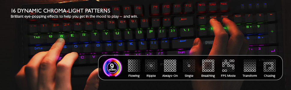 16 DYNAMIC CHROMA-LIGHT PATTERNS Brilliant eye-popping effects get in the mood to play — and win.