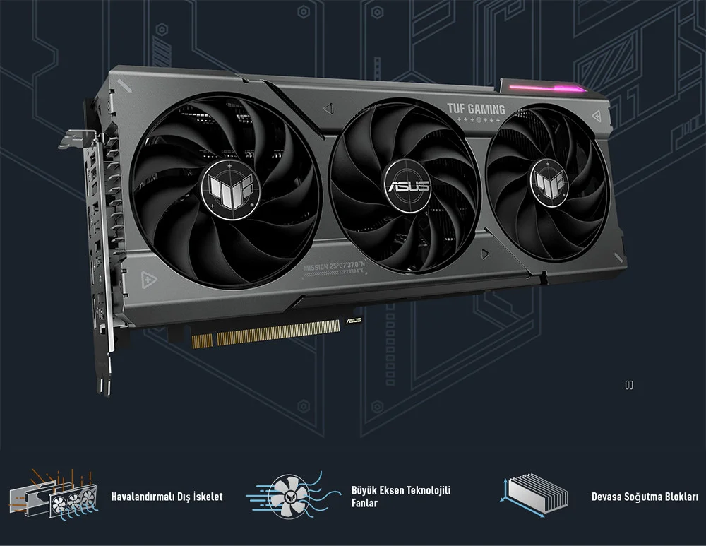 Asus Tuf GeForce RTX 4070 SUPER TUF-RTX4070S-O12G-GAMING 192Bit DX12 DLSS 3 Gaming (Oyuncu) Ekran Kartı