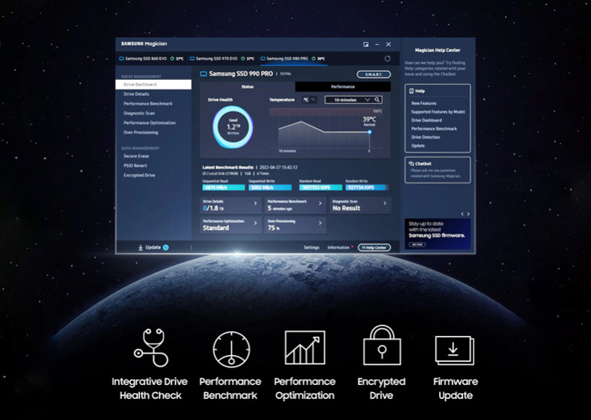 Samsung 990 PRO MZ-V9P1T0BW 1TB PCIe NVMe M.2 SSD Disk